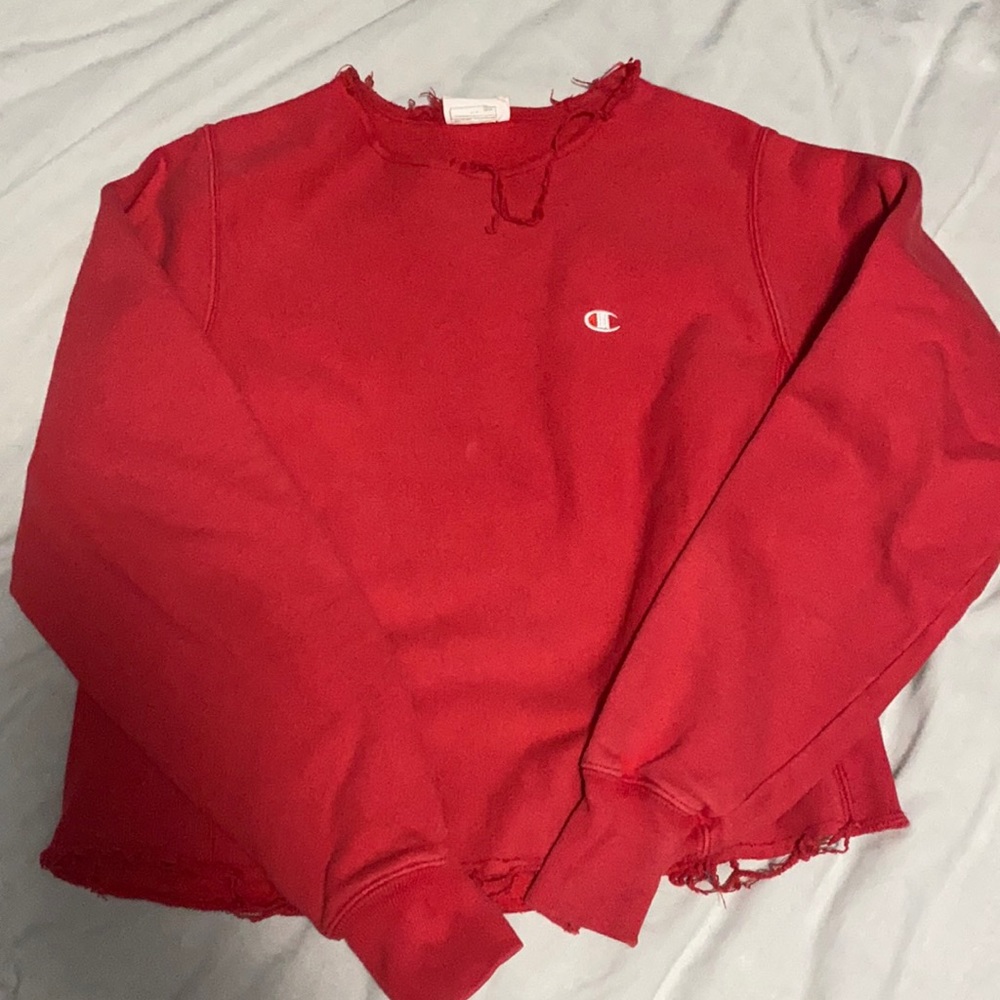 Champion red cropped hoodie